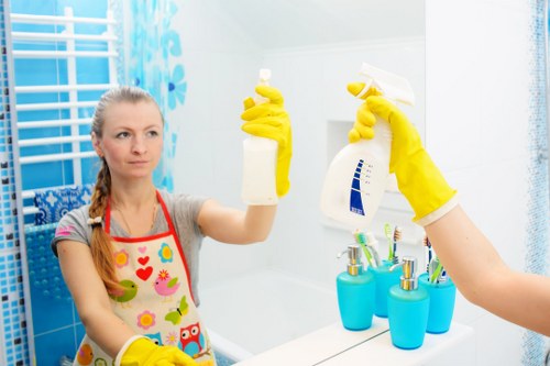 Commercial cleaning team working in a Battersea office environment